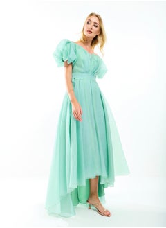 House of Moda Off Shoulder Neck High Low Hem Maxi Dress with Tie Belt by Styli  - Image 5