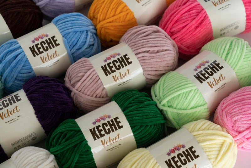 Keche Velvet Yarn for Crocheting, Soft Chenille Bulky Baby Blanket Amigurumi Yarn 100 gr (132 yds) - Baby Pink - Image 4