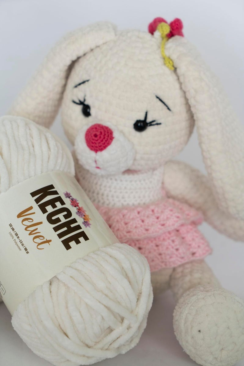 Keche Velvet Yarn for Crocheting, Soft Chenille Bulky Baby Blanket Amigurumi Yarn 100 gr (132 yds) - Baby Pink - Image 5
