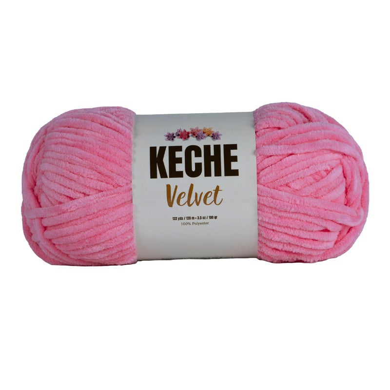 Keche Velvet Yarn for Crocheting, Soft Chenille Bulky Baby Blanket Amigurumi Yarn 100 gr (132 yds) - Baby Pink - Image 1