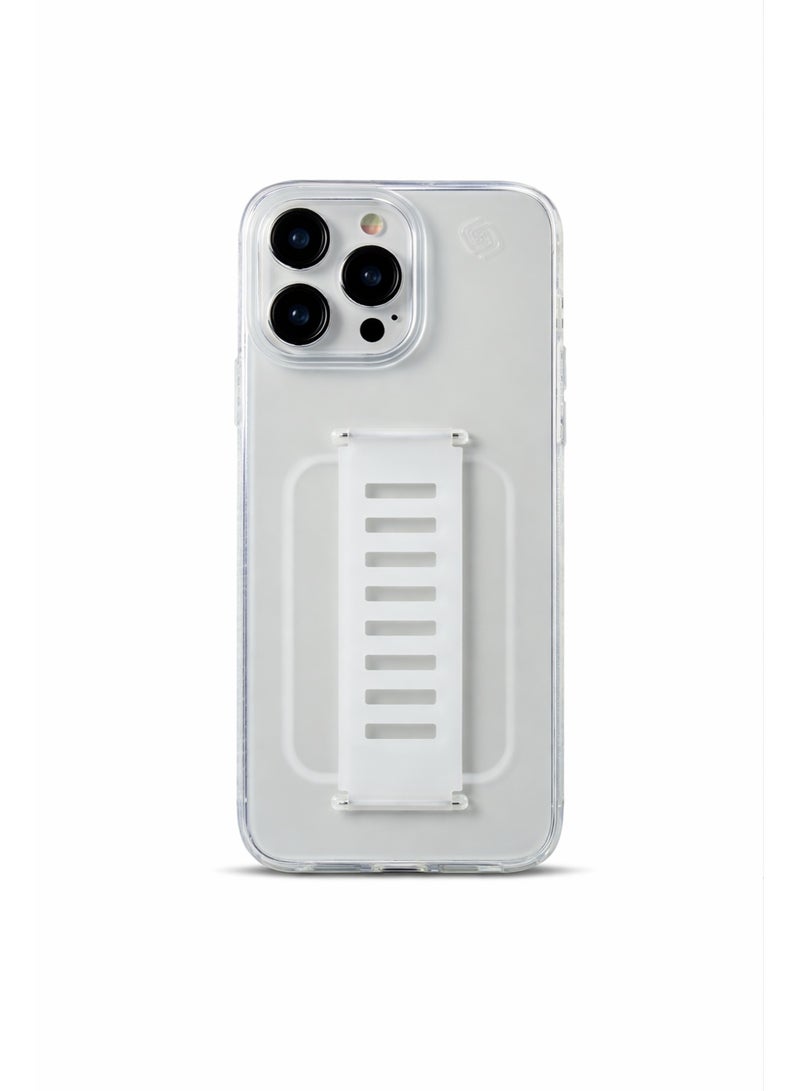 جريب 2 يو غطاء Grip2U Slim لهاتف iPhone 15 Pro Max، شفاف، مزود بحزام مدمج لقبضة الإصبع، تصميم نحيف مقاوم للصدمات، حماية من السقوط، متوافق مع الشحن اللاسلكي - Image 3