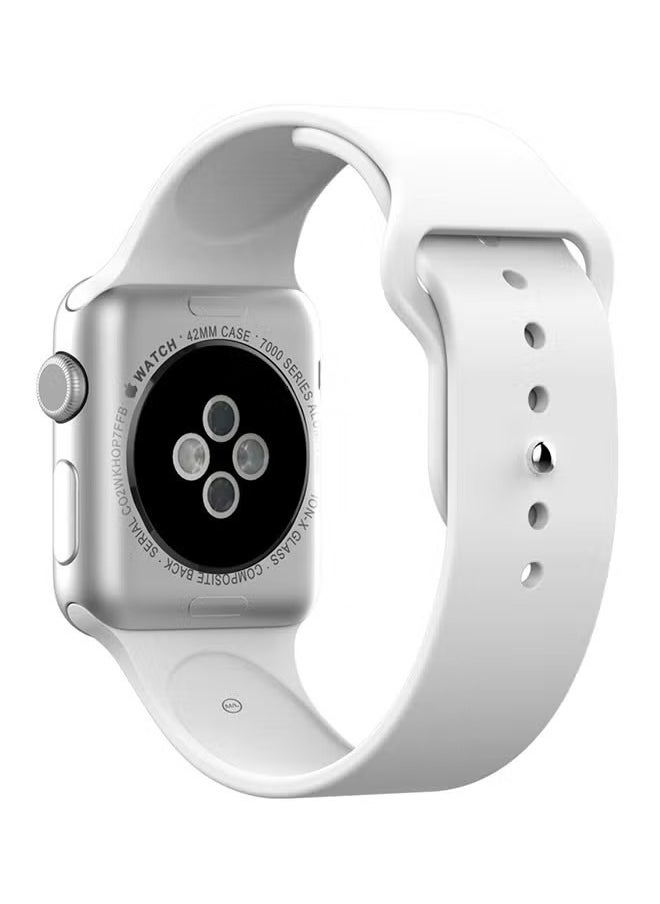 Ozone Silicone Replacement Band For Apple Watch Series 3/2/1 White 