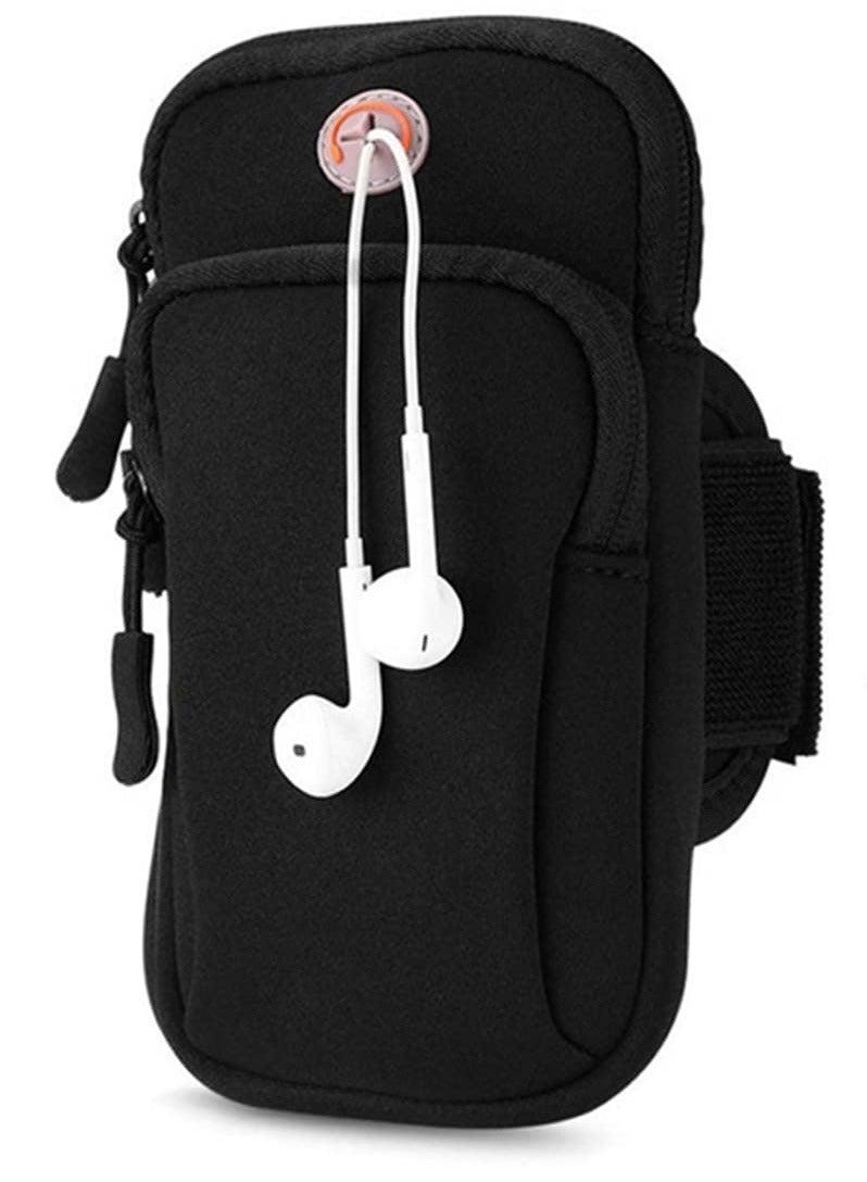 إي سي في في حقيبة ذراع الهاتف حامل الهاتف الخليوي شارة لتشغيل رياضة الصالة الرياضية مقاوم للماء حامل الهاتف الخليوي الأسود الحقيبة مع ثقب سماعة الأذن - Image 1
