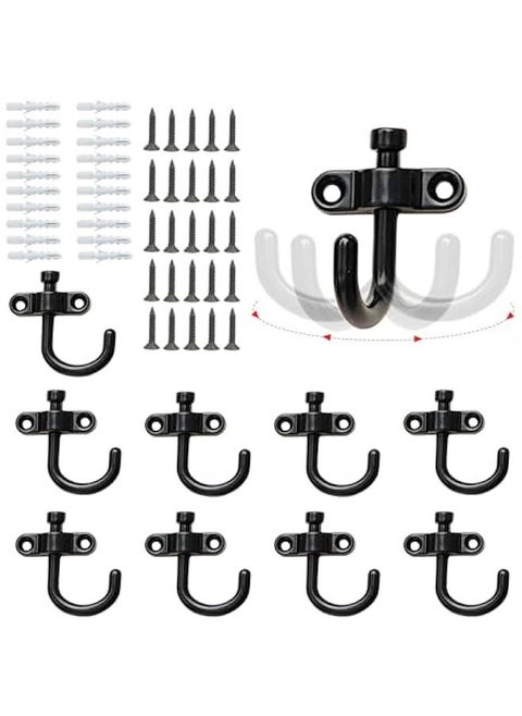 10 Pieces Foldable Swivel Coat Hooks with Fixing Accessories for Coats, Backpacks, Purses, and Towels
