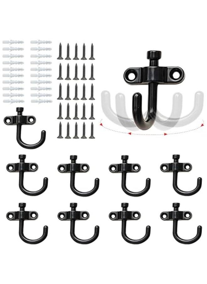 10 Pieces Foldable Swivel Coat Hooks with Fixing Accessories for Coats, Backpacks, Purses, and Towels