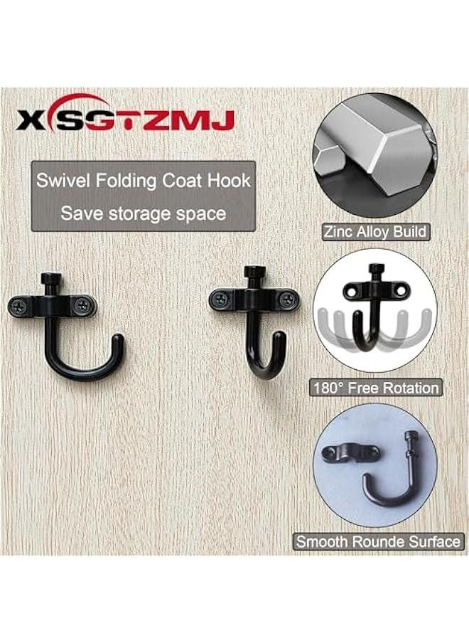 10 Pieces Foldable Swivel Coat Hooks with Fixing Accessories for Coats, Backpacks, Purses, and Towels