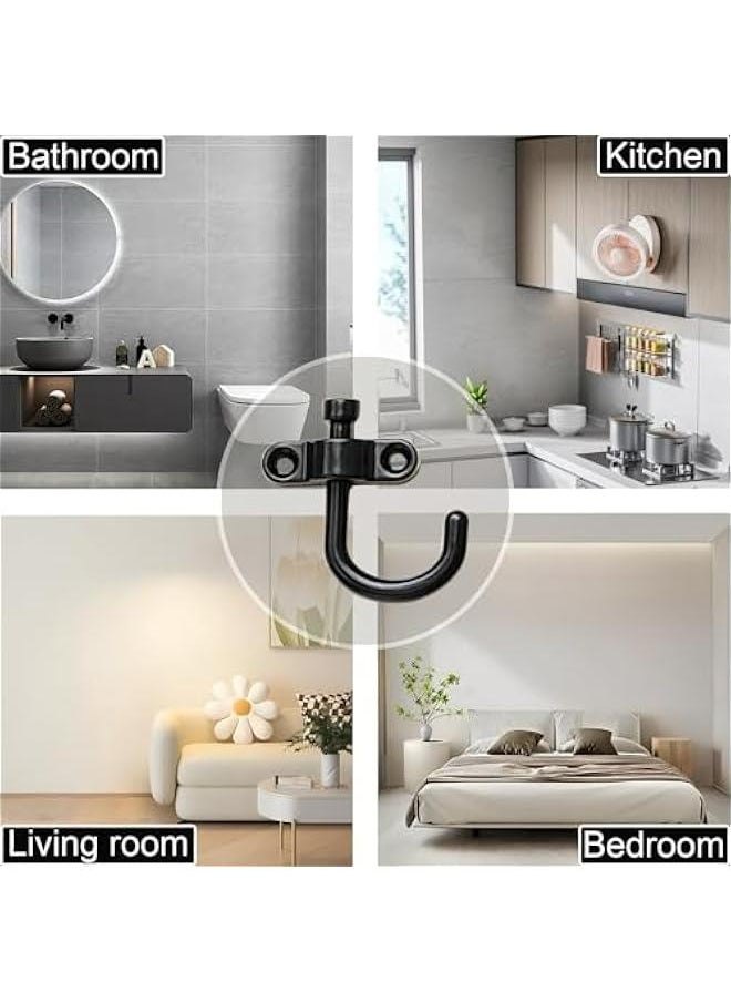 10 Pieces Foldable Swivel Coat Hooks with Fixing Accessories for Coats, Backpacks, Purses, and Towels