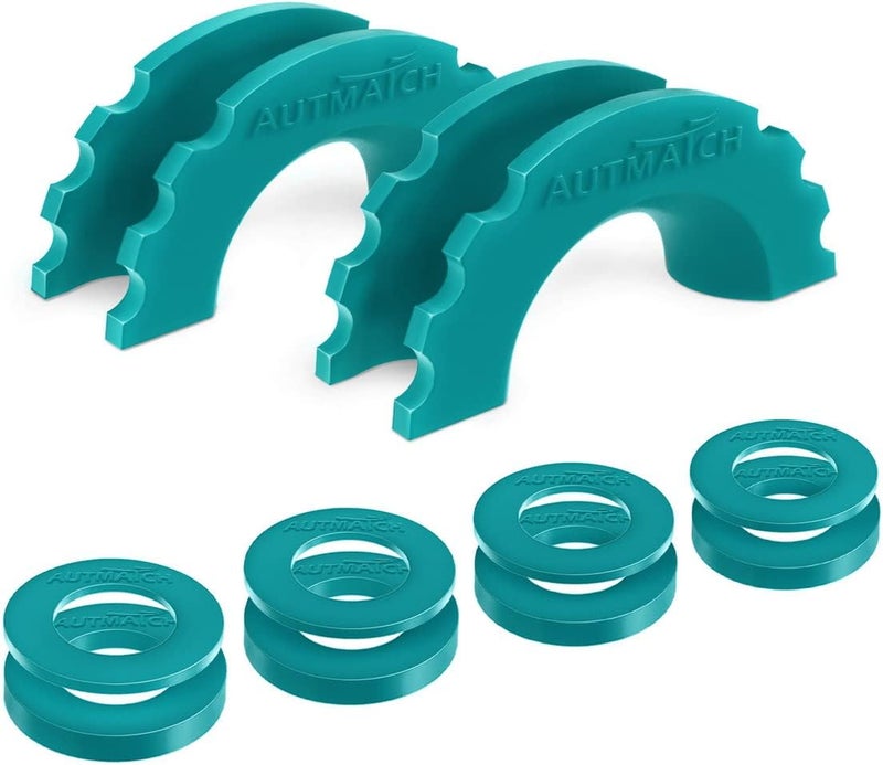 AUTMATCH D Ring Shackle Isolators Washers Kit - 2 Rubber Shackle Isolators with 8 Washers, Fits 3/4 Shackles Protect and Prevents Rattling, Shackle Cover Teal - Image 1