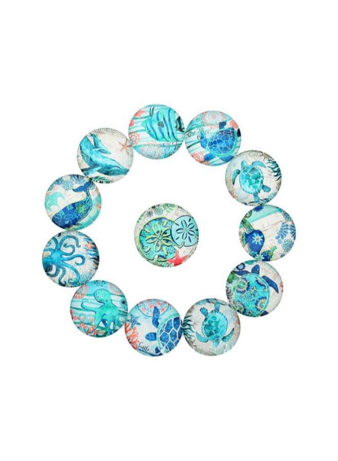 كلاراكو 20 قطعة من قبة زجاجية كابوشون نصف دائرية مسطحة الظهر بنمط بحري من الزجاج كابوشون لصنع المجوهرات بنفسك إكسسوارات مختلطة الألوان 20 مم - Image 1