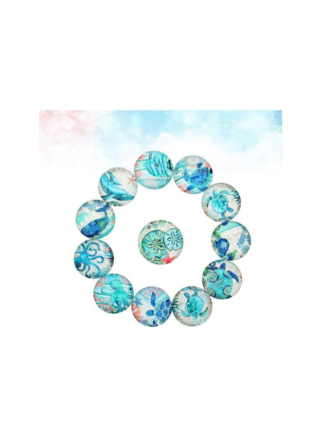 كلاراكو 20 قطعة من قبة زجاجية كابوشون نصف دائرية مسطحة الظهر بنمط بحري من الزجاج كابوشون لصنع المجوهرات بنفسك إكسسوارات مختلطة الألوان 20 مم - Image 3