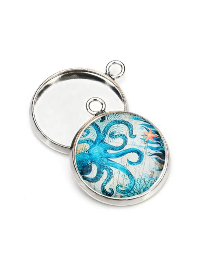 كلاراكو 20 قطعة من قبة زجاجية كابوشون نصف دائرية مسطحة الظهر بنمط بحري من الزجاج كابوشون لصنع المجوهرات بنفسك إكسسوارات مختلطة الألوان 20 مم - Image 2