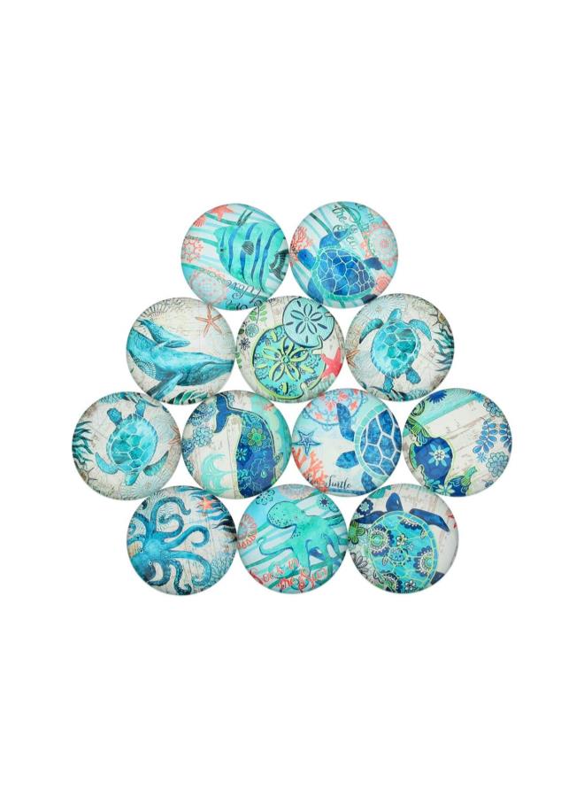 كلاراكو 20 قطعة من قبة زجاجية كابوشون نصف دائرية مسطحة الظهر بنمط بحري من الزجاج كابوشون لصنع المجوهرات بنفسك إكسسوارات مختلطة الألوان 20 مم - Image 5