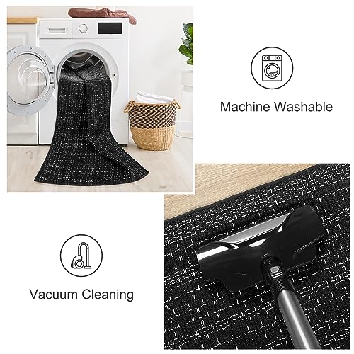 Seavish Outdoor Rug 4X6 Area Rug Washable Kitchen Rug Black and White Striped Rug Cotton Rugs Farmhouse Decor Reversible Laundry Room Mat Small Accent Throw Rugs Patio Rug Front Porch Mat - Image 4