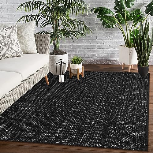 Seavish Outdoor Rug 4X6 Area Rug Washable Kitchen Rug Black and White Striped Rug Cotton Rugs Farmhouse Decor Reversible Laundry Room Mat Small Accent Throw Rugs Patio Rug Front Porch Mat - Image 1