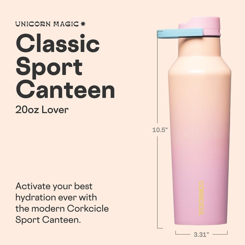 Corkcicle Sport Canteen - Keeps Drinks Cold 25 Hours - Stainless Steel Water Bottle - Triple-Insulated - Spill-Proof - Summer Drinkware Gift - Keeps Drinks Ice Cold - 20 oz - Lover - Image 2