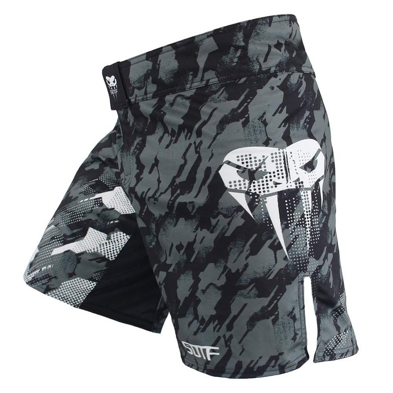SOTF Boxing Shorts for Men Training Fight Shorts Men MMA BJJ Shorts No Gi with Pocket Gray XXL Waist 38.5-40 inch - Image 1