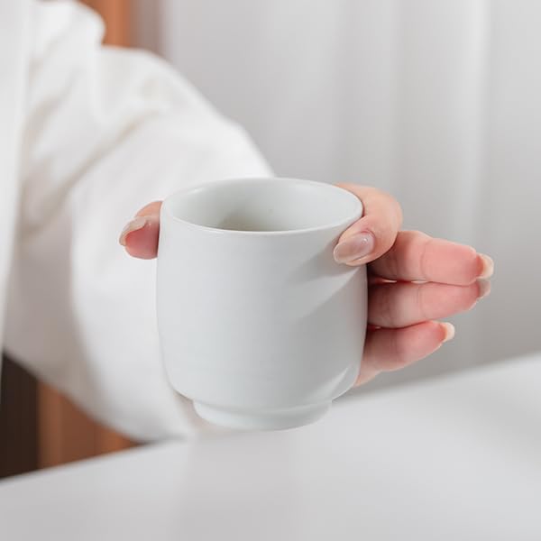 TEANAGOO Japanese Tea Cups, Chinese Tea Cup, 7.2Oz / 205 Ml, Ceramic Tea Cups for Adults, Ceramic Cups no Handles, Japanese Cups, Asian Matcha Cup, Ivory White, 4 Pcs/Box, H7 - Image 4