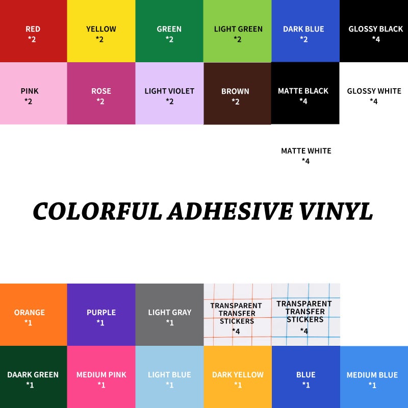 UCEC 52Pack Removable Vinyl Sheets Compatible with Cricut Maker 4/Maker 3/Explore 3/Explore 4, 22 Color Permanent Vinyl 13"x12" Self Adhesive Vinyls Sheets for DIY Projects Scrapbooking Cup Decoration - Image 2