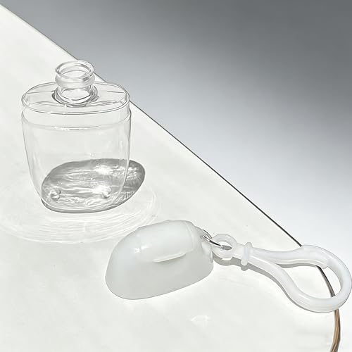 ZHQZZPH 9 Pack 30ml Refillable Cosmetic Bottles | Empty Containers Mini Hand Sanitizer & Lotion Dispensers with Travel Hook, Clear Reusable Portable Pump for Liquids Creams - White Flip Cap Carrier - Image 5