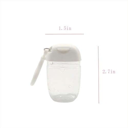 ZHQZZPH 9 Pack 30ml Refillable Cosmetic Bottles | Empty Containers Mini Hand Sanitizer & Lotion Dispensers with Travel Hook, Clear Reusable Portable Pump for Liquids Creams - White Flip Cap Carrier - Image 2