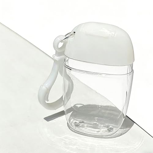 ZHQZZPH 9 Pack 30ml Refillable Cosmetic Bottles | Empty Containers Mini Hand Sanitizer & Lotion Dispensers with Travel Hook, Clear Reusable Portable Pump for Liquids Creams - White Flip Cap Carrier - Image 3