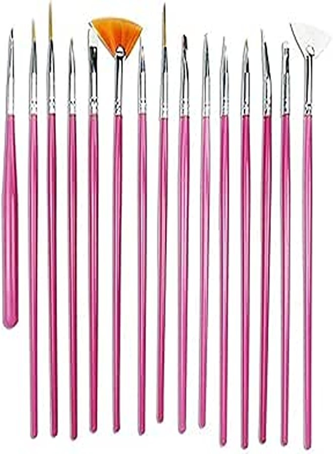 مجموعة فرش تجميل الأظافر - 15 قطعة، أبيض