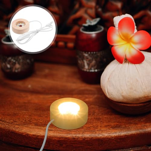 HOMSFOU Night Light Base Led Lamp Base for Crystal Ball Display Compact 2.36X2.36X0.78 Inch Round Light for Home Decor Kids Room Lighting - Image 4