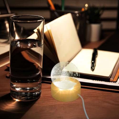 HOMSFOU Night Light Base Led Lamp Base for Crystal Ball Display Compact 2.36X2.36X0.78 Inch Round Light for Home Decor Kids Room Lighting - Image 3