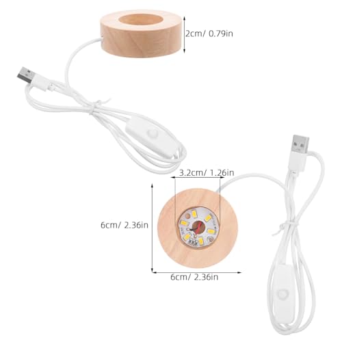 HOMSFOU Night Light Base Led Lamp Base for Crystal Ball Display Compact 2.36X2.36X0.78 Inch Round Light for Home Decor Kids Room Lighting - Image 2