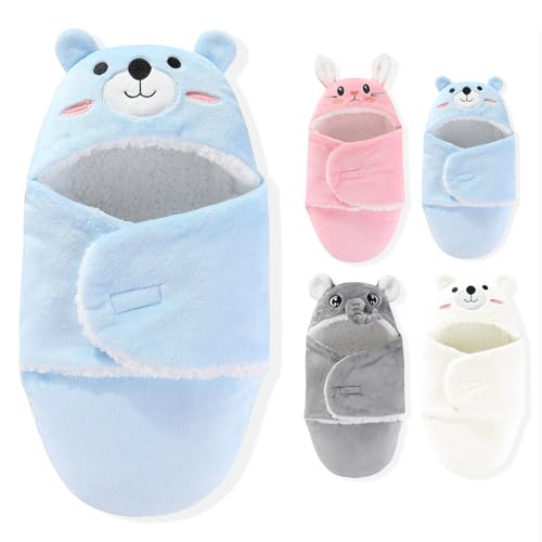 SEVDO Swaddles for NewbornsPersonalized Baby Sleep SackInfant Cute Plush Receiving Blanket 06 Months for Girl Boy Blue Bear - Image 1