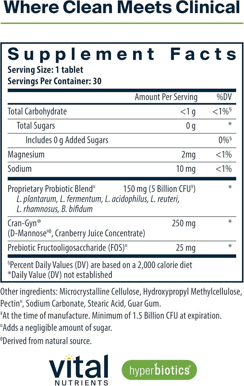 Hyperbiotics Vital Nutrients Pro Women Probiotics for Women  Vaginal Probiotics for PH Balance  Oral Probiotic for Vaginal Health and Urinary Tract Health  6 Targeted Strains  30 Vegan Tablets - Image 2