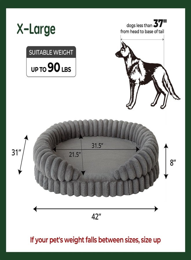 بالنس سرير BALANCE المهدئ للكلاب الكبيرة جدًا، سرير بيضاوي قابل للغسل مقاس 42 بوصة مع جوانب، أريكة تقويمية للحيوانات الأليفة بقاعدة مانعة للانزلاق، رمادي - Image 5