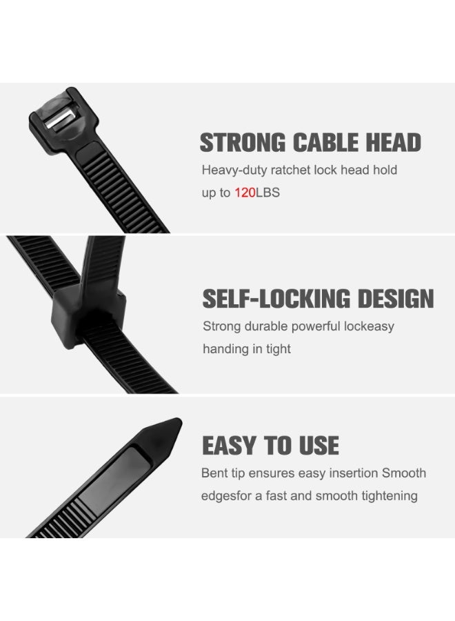Lyaxm 100 Pieces 6 inch Cable Zip Ties Self Locking Heavy Duty, Premium Plastic Wire Ties with 50 LBS Tensile Strength,  Nylon Cable Ties elf-Locking Black Nylon Cable Tie Wraps Straps for Indoor and Outdoor - Image 5