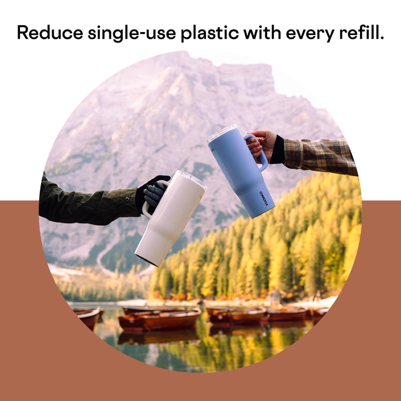 Corkcicle Cruiser Insulated Tumbler with Handle and Straw  Walnut Wood  40 oz - Reusable Water Bottle Keeps Beverages Cold for 20 Hours  Hot for 9 Hours - Cupholder Friendly - Image 5