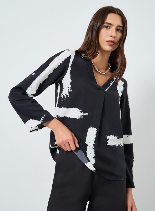 Take Two Printed Roll Up Sleeve Top - Image 3