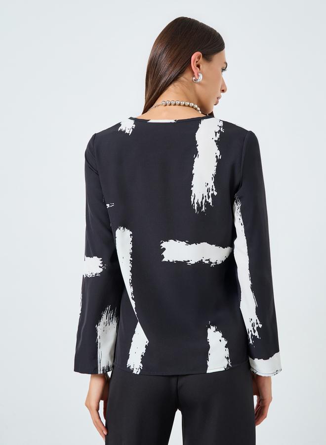 Take Two Printed Roll Up Sleeve Top - Image 5