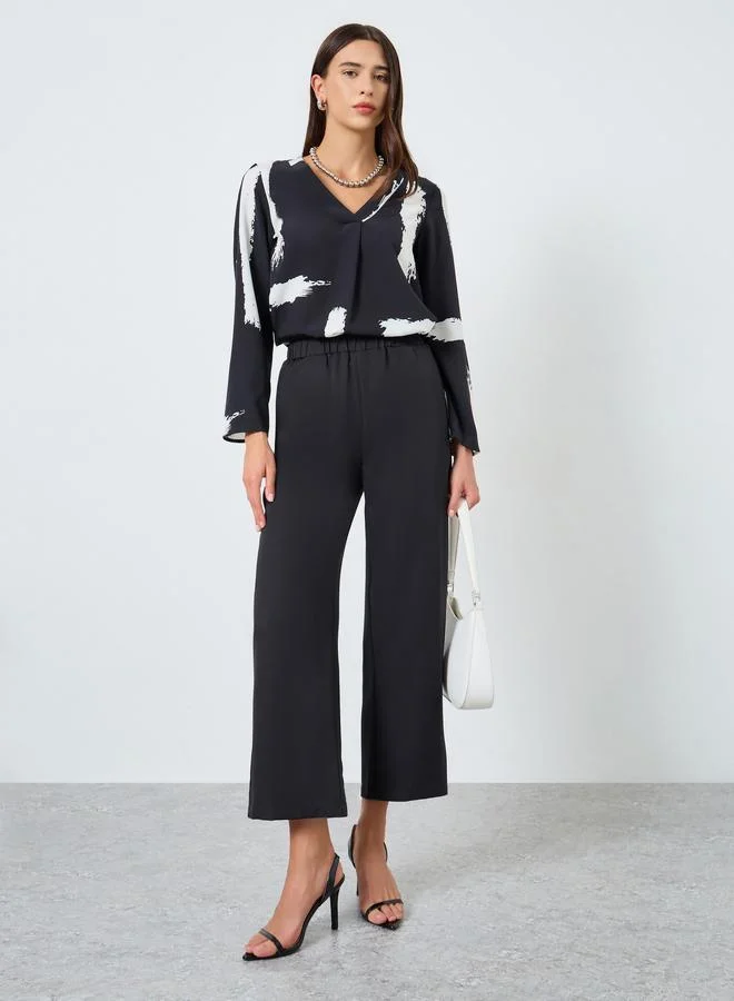 Take Two Printed Roll Up Sleeve Top