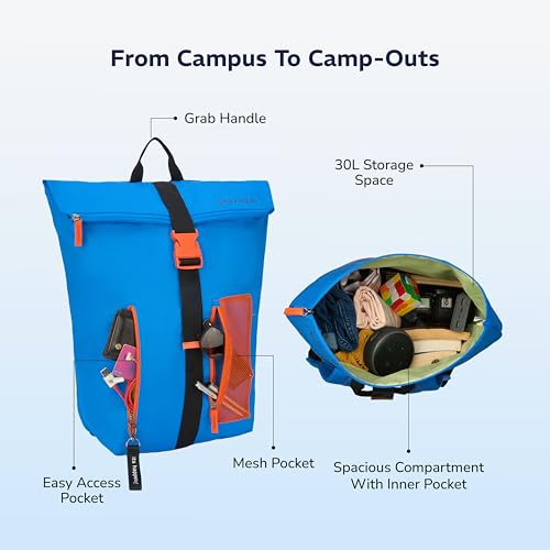 Provogue Metro Drift 30 litres everyday backpack for men and women in Dripline Blue, premium fabric, stylish contemporary daily use outdoor bag | Adjustable Strap | Buckle Closure - Image 3