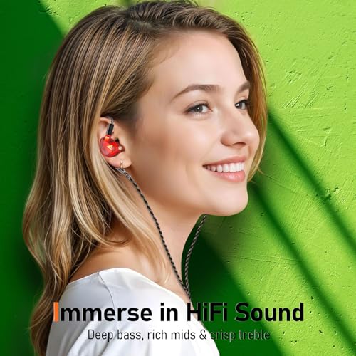 Audiovance Vibes 202MC USB-C Wired Earbuds - USBC HiFi in Ear Headphones for iPhone 17/16/15 - Noise Isolating Ear Buds w/ Mic - Clear Sound, Deep Bass & Comfort-Fit Earphones - Silver Plated Cord, Carrying Case - Image 2