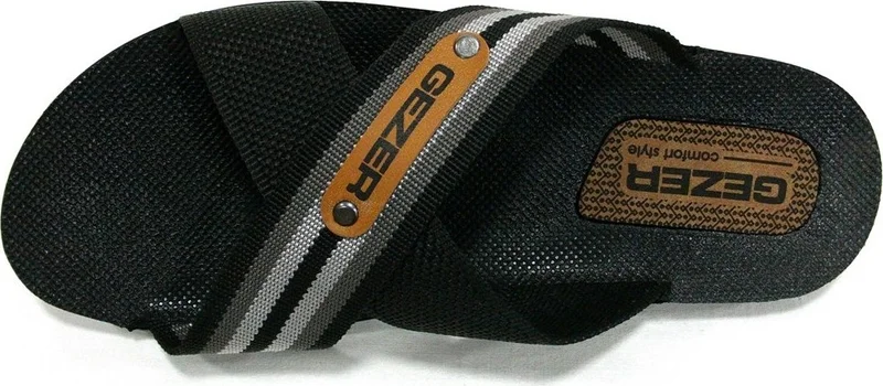 Gezer 10489 Black Gray Anatomical Men's Slippers