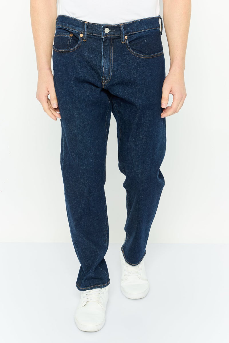 GAP جينز ضيق للرجال بملمس سادة قابل للتمدد، أزرق داكن - Image 1