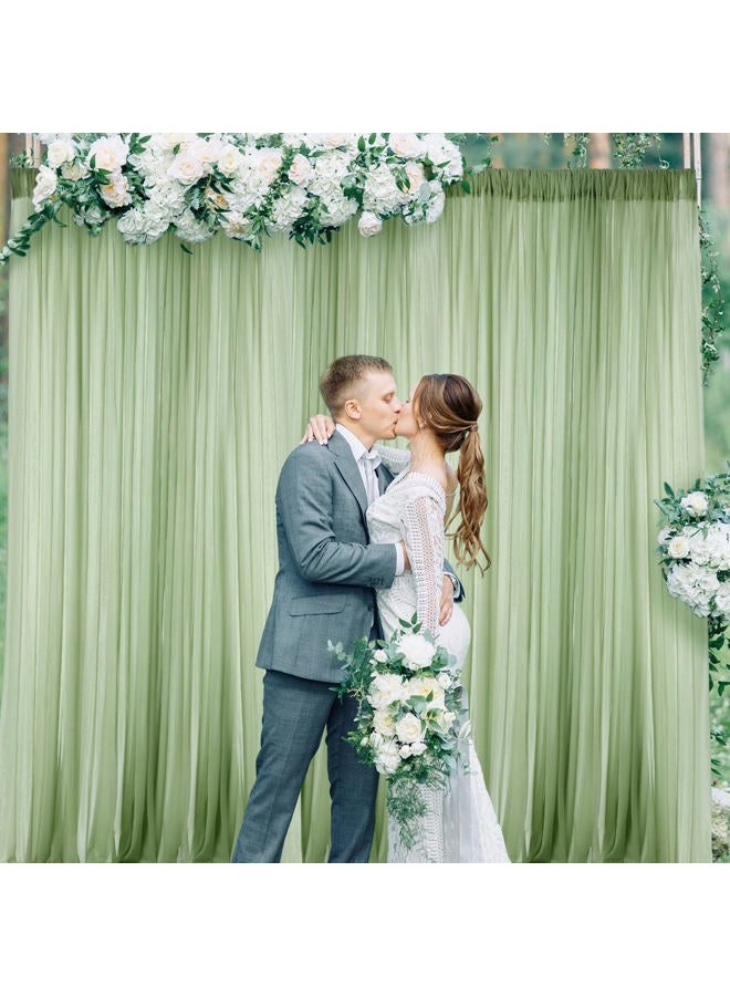 BBTO ستائر خلفية خضراء حكيم 2 لوحة 5 قدم × 10 قدم من البوليستر خالية من التجاعيد ستائر تصوير خضراء لتزيين حفلات الزفاف وحفلات الاستحمام وحفلات عيد الميلاد وتصوير المنزل - Image 3