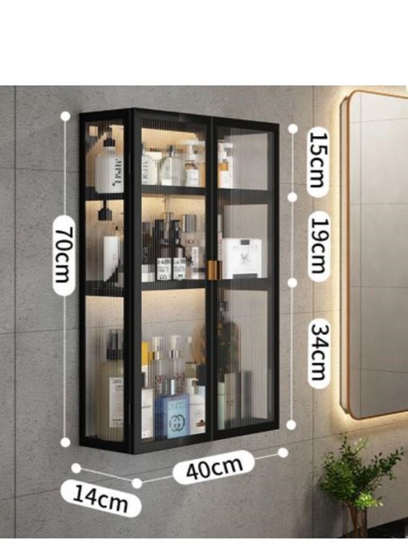 3 Tier Wall Mounted No Driling Make Up Cosmetics Bathroom Storage Organizer Rack