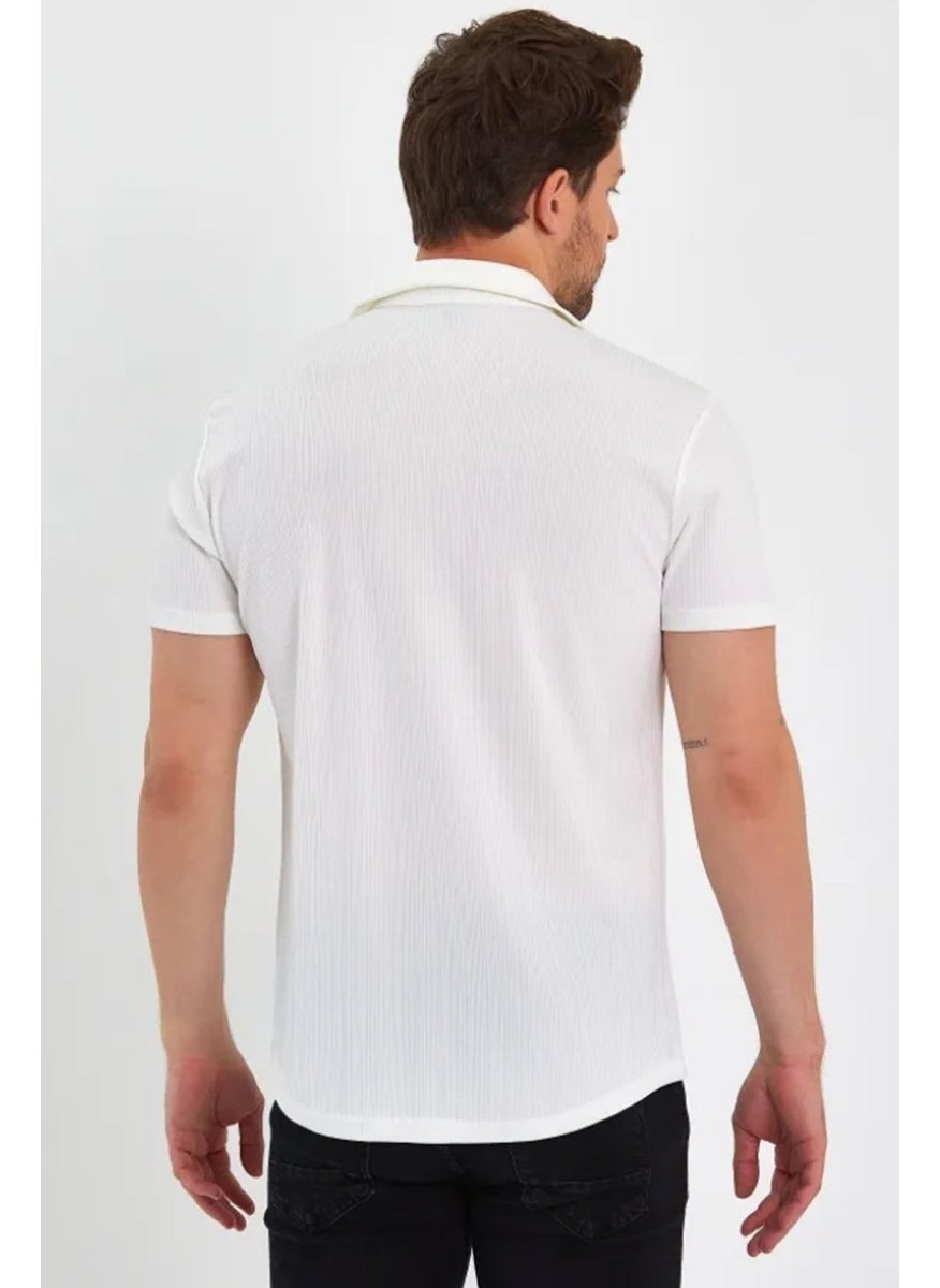 JOHN BORNERS - Men's Jacquard Short Sleeve Lycra Shirt - Image 1