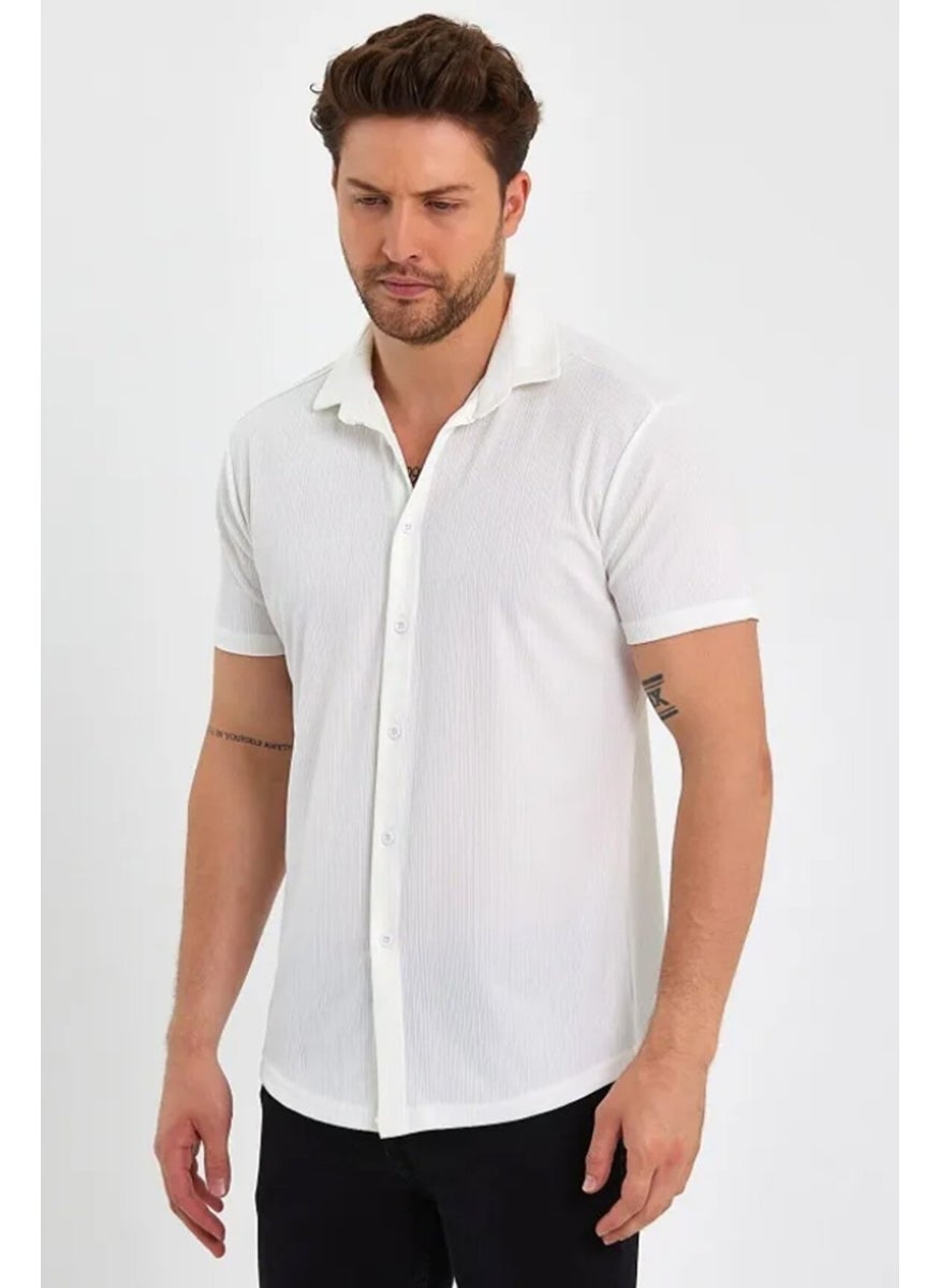JOHN BORNERS - Men's Jacquard Short Sleeve Lycra Shirt - Image 1
