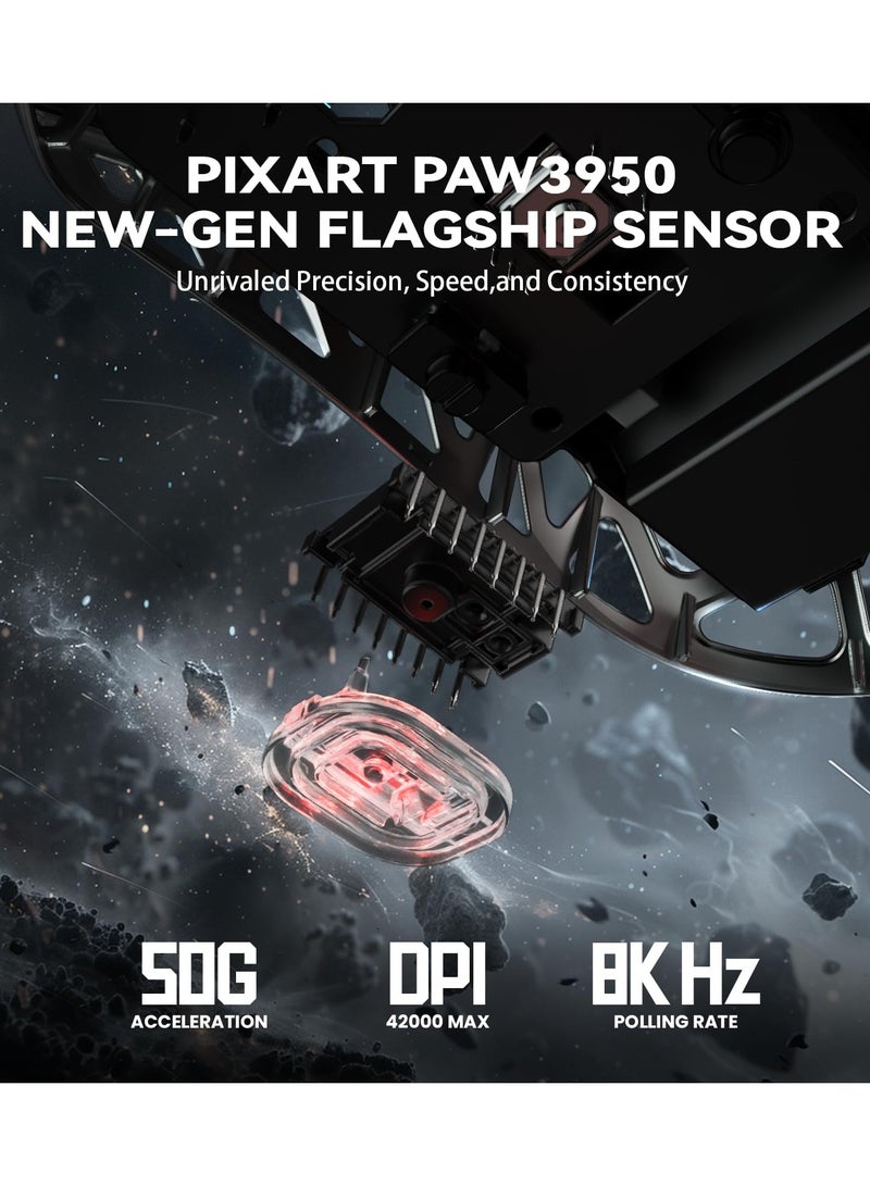 Attack Shark R2 Wireless Gaming Mouse, Superlight Magnesium Alloy, PAW3950 42000 DPI Optical Sensor, 8000Hz Polling Rate, 2.4G/BT/Wired Programmable Mice for Win Mac Gamer - Image 4