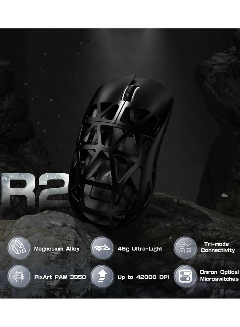 Attack Shark R2 Wireless Gaming Mouse, Superlight Magnesium Alloy, PAW3950 42000 DPI Optical Sensor, 8000Hz Polling Rate, 2.4G/BT/Wired Programmable Mice for Win Mac Gamer - Image 2