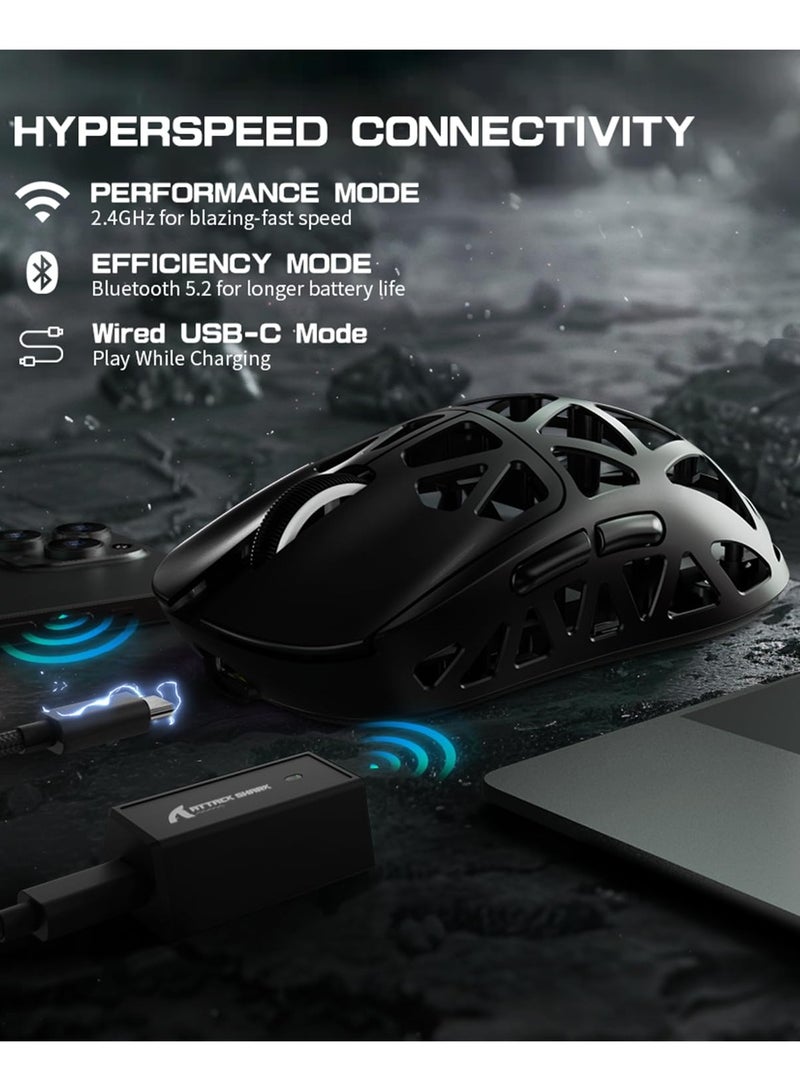 Attack Shark R2 Wireless Gaming Mouse, Superlight Magnesium Alloy, PAW3950 42000 DPI Optical Sensor, 8000Hz Polling Rate, 2.4G/BT/Wired Programmable Mice for Win Mac Gamer - Image 5