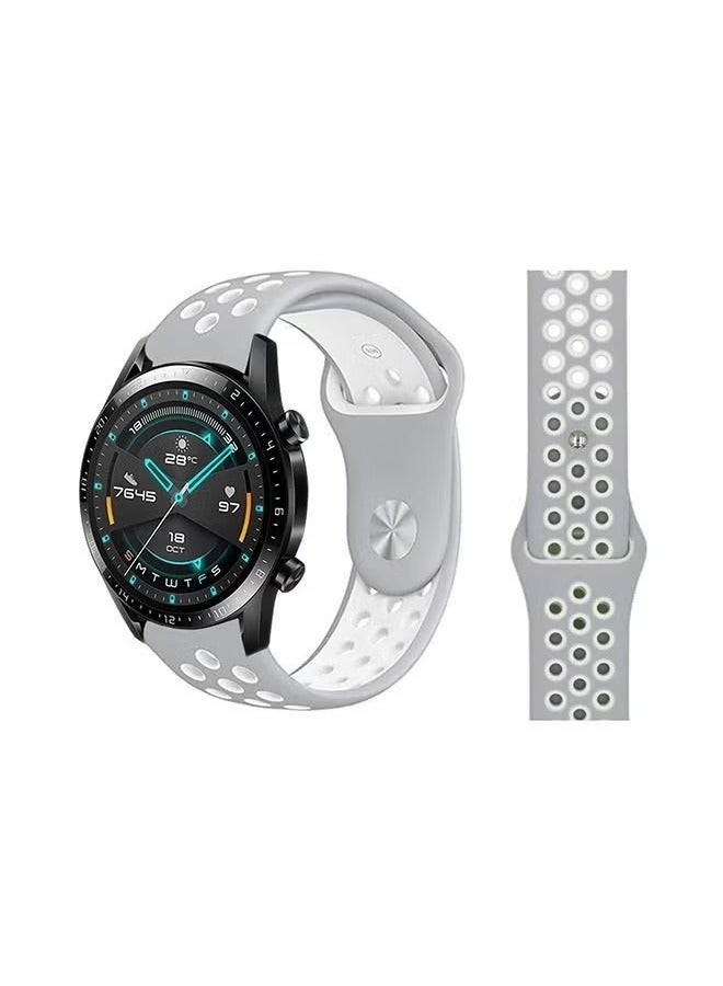 vesus Stylish Replacement Band For Huawei Watch GT/GT 2 46mm Silver White
