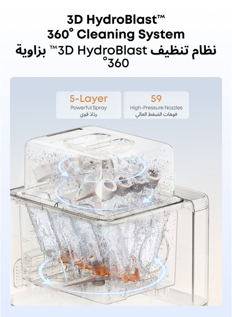 eufy Bottle Washer S1 Pro, All-in-One Baby Bottle Steriliser with 3D HydroBlast, 100°C Steam, Fast Drying, 10-Bottle Capacity - Image 4
